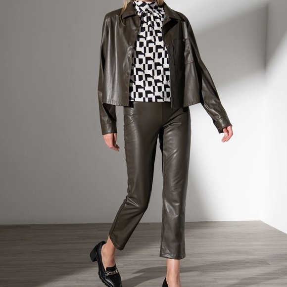NWT SANCTUARY Carnaby Kick Faux-Leather Crop Pants - Olive - XS - Picture 2 of 11